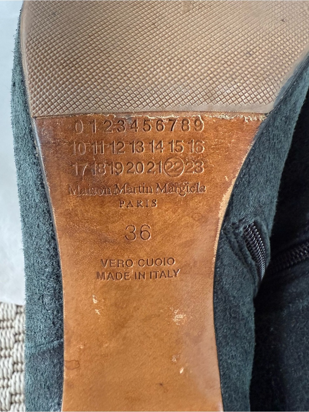 Maison Margiela cracked suede forest green open toe heel ankle boot shoes - Picture 5 of 5